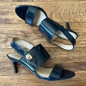 Coach Navy Patent Leather Heels
